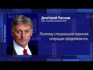 Никаких предпосылок для переговоров с Киевом у России нет — СВО продолжается, — Песков