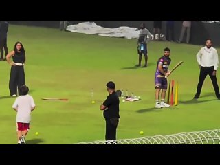 EXCLUSIVE Priceless Moment! - AbRam bowling Rinku Singh ️ - - ShahRukhKhan AmiKKR