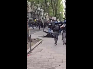 La polica francesa agredi brutalmente a manifestantes en Lyon que salieron a exigir el fin de la guerra genocida en la Franj