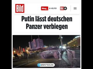 Poutine a forc les chars allemands  se plier  - titre d'un article de la publication allemande Bild avec une vido montrant