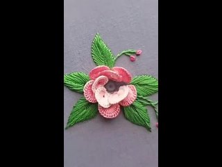 Бразильская вышивка объемной розы