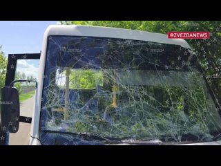 Images d'un bus attaqu par les forces armes ukrainiennes dans la rgion de Belgorod