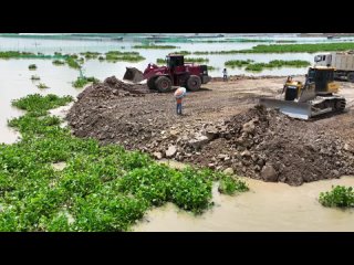 Great Work Power Machines Construction For Road Building In Lake Wheel Loader Bulldozer Dump Truck