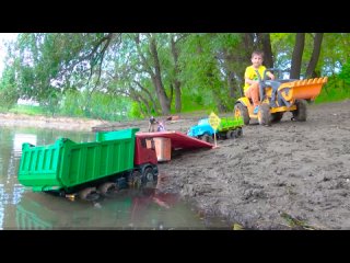 Darius Plays with Tractors in mud helping people and learns road rules   Kids adventures