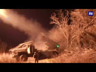 Combat work of MLRS Grad crews at night