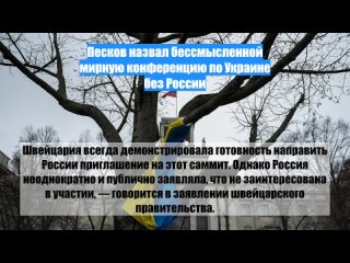 Песков назвал бессмысленной мирную конференцию по Украине без России