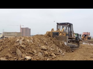 Incredible Bulldozer Strong Forcing Dirt More Dump Truck Moving Unloading Dirt Building New Road