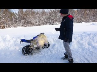 Kid Biker Ride on Power Wheels  Pretend Play with Magic Toys in the Snow   Outdoor Fun Activities