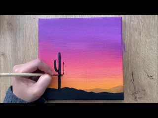 Sunset Acrylic Painting Easy for Beginners _ Easy Acrylic Sunset Painting Demons