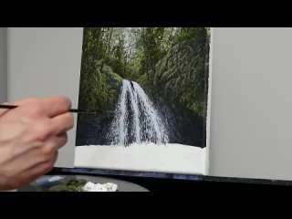 Painting a Waterfall Deep in the Forest with Acrylics - Paint with Ryan