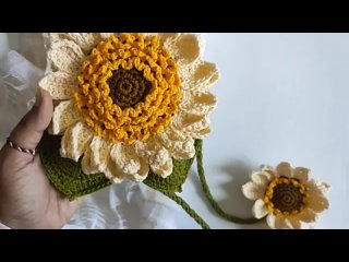 Crochet sunflower curtain straps Merenda tali gorden bunga matahari ( subtitle ) ТГ