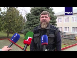 Chechen leader Ramzan Kadyrov and his family members cast their votes in the Russian presidential election in their home village