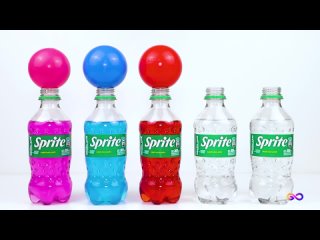 Oddly Satisfying l How to make 5 Rainbow sprite Bottle with Beads Balls ASMR drop - kitty video