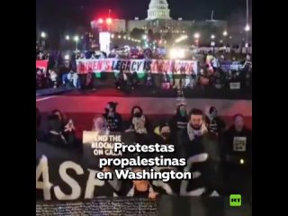 Masivas protestas propalestinas frente al Capitolio antes de gran discurso de Biden