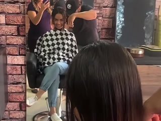Womens Barbershop Haircuts 💈 - Girl gets a long ponytail chop haircut in a Barbershop 💈