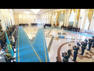 Торжественная церемония встречи Президента Кыргызстана Садыра Жапарова в Акорде