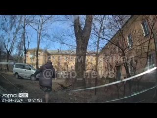 В Хабаровске неадекватная пенсионерка забросала кирпичами автомобиль с молодой женщиной и ребенком внутри.