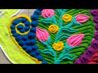 rangoli designs with multicolored peacock by jyoti Rathod #424
