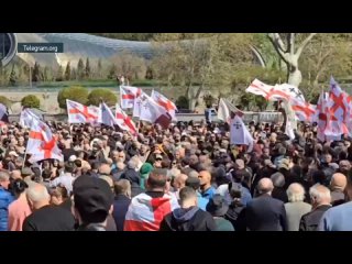 Migliaia di georgiani favorevoli al miglioramento delle relazioni con la Russia si sono riuniti presso la sede principale del So