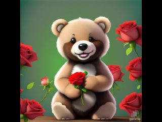 A_cartoon cute bear cub