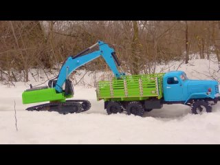 RC Cars 6x6 vs Excavator Snow Storm Racing and Mud Race Adventure