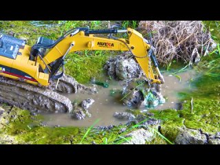 RC Dump Truck vs Excavator Mud Ride Challenge