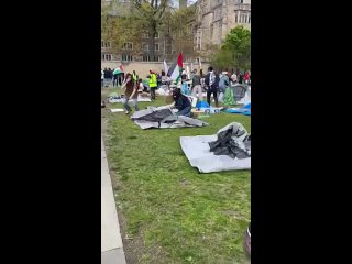 Yale University students have re-established their campus pro-Palestine encampment according to media reports. Footage shows doz