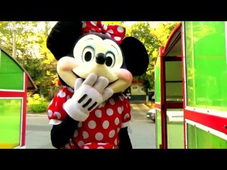 Mickey and Minnie Mouse outdoor activities - train race for kids