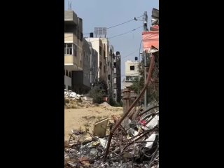 El momento en el que la aviacion sionista bombarde hoy un barrio residencial de civiles en la ciudad de Gaza, destruyendo un bl