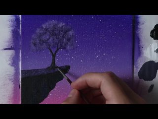 Easy Acrylic Night Sky Painting for Beginners _ Step by Step Tutorial