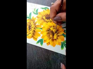 Цветочная роспись. 3 способа нарисовать подсолнух