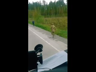 Its not far from the border between Ukraine and Moldova. Look at this poor sod running for it. Its not known whether the man w