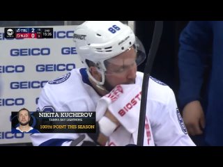 Lightning's Nikita Kucherov Records 100th Point Of Season With Assist On Brayden Point Goal