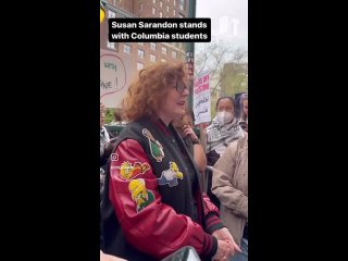 Hollywood actress Susan Sarandon gets students at Colombia University to repeat a pro-Palestinian chant