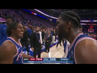 Tyrese Maxey and Joel Embiid were HYPED after defeating the Heat 🔥