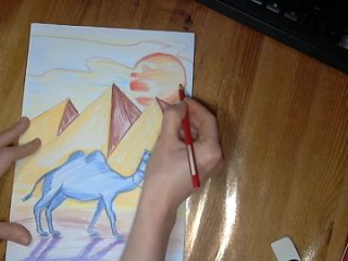 Пошаговое рисование для всей семьи .Как нарисовать Пирамиды, верблюда и араба .