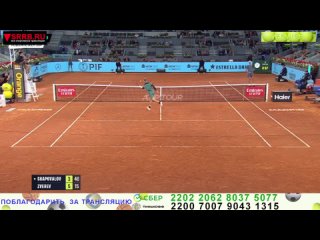 Теннис.  Александр Зверев -  Денис Шаповалов. ATP 1000  Мадрид. 28 апреля 2024.