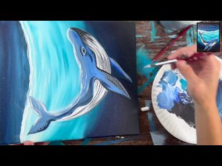 How To Paint A Blue Whale - Acrylic Painting Tutorial - Step By Step Painting