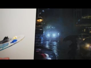 Painting a Rainy City Street at Night with Acrylics - Paint with Ryan