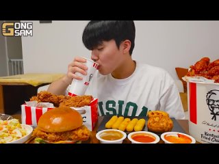 GONGSAM TABLE  ASMR MUKBANG | Хрустящая жареная курица KFC, Чизбургер, сырная палочка рецепт ! принимать пищу