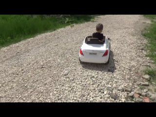 Little Boy Driving a Mercedes mini CAR  Learn Colors With Fitness Balls