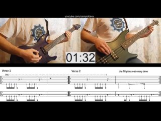 Rammstein - Liebe Ist Fur Alle Da (guitar  bass lesson TAB cover HD) IN 2 MINUTES