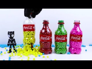 5 Bottles Balloons with Beads How to make Rainbow Coca cola Bottle Beads Balls ASMR oddlysatisfying