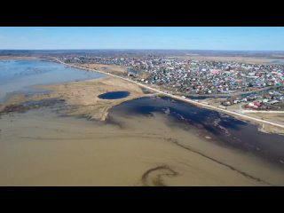Трасса Тюмень — Омск с высоты во время паводка 2024 года