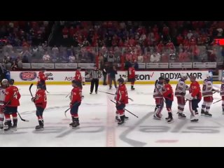 The Rangers and Capitals shake hands after a hard-fought series