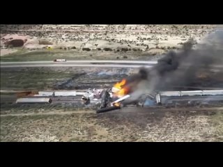 A freight train carrying fuel derailed and caught fire Friday near the Arizona-New Mexico state line, forcing the closure of an