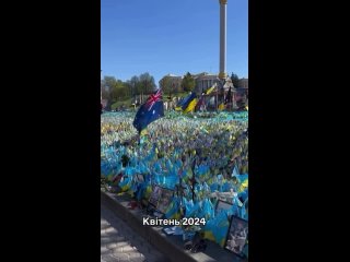 There is a tradition in the Ukrainian capital: if a Kiev resident dies, a small yellow-blue flag is raised in his honor