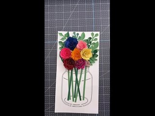 Открытка с объемными цветами из бумаги.