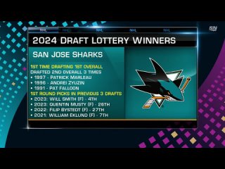 Сан-Хосе в 1-й раз в своей истории выиграл преимущество 1-го выбора на драфте НХЛ-2024.