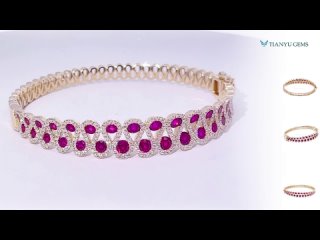 Tianyu Gems 14k Yellow Gold Ruby Bracelet Fashion Women’s Bracelet